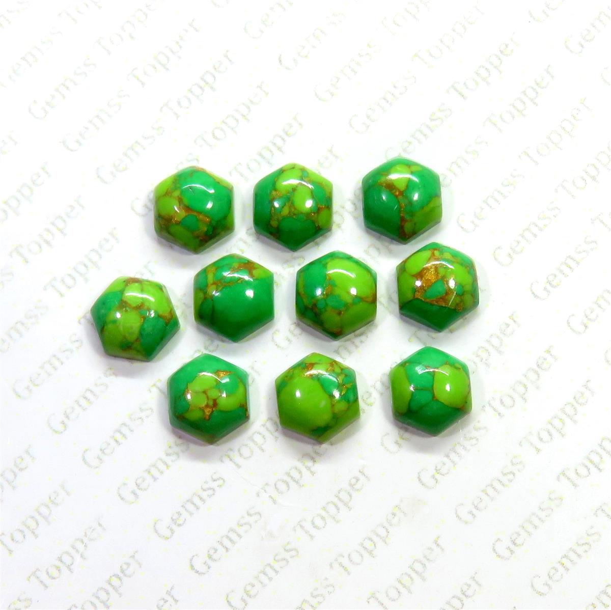 Green Mohave Turquoise 10x10 mm Hexagon Cabochon
